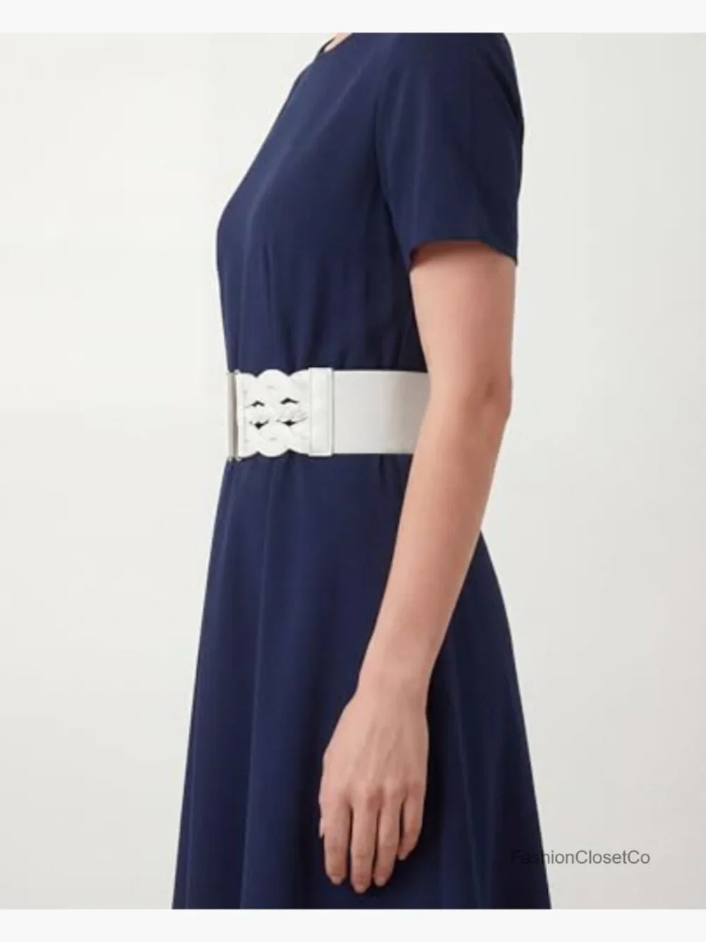 3 Inch Wide Elastic Vintage Braided Buckle Waist Belt